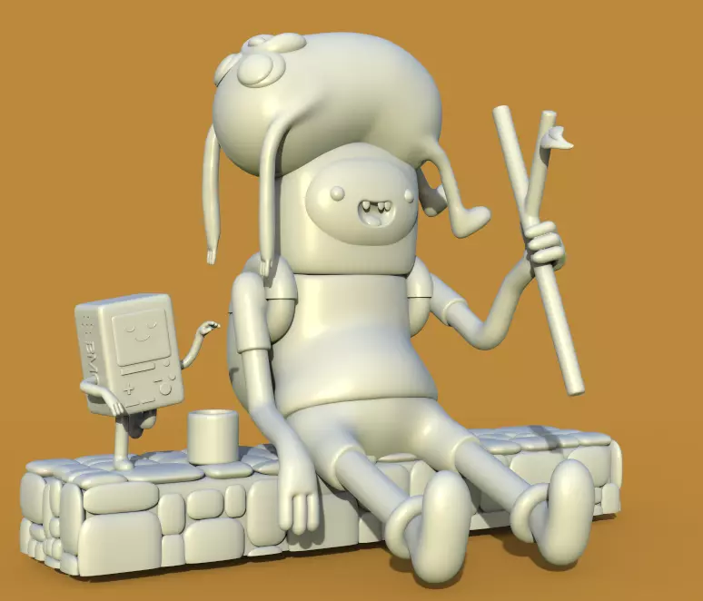 ADVENTURE TIME DIORAMA JAKE FINN ADN BMO-PARTS AND COMPLETE 3D print model_19