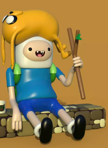 ADVENTURE TIME DIORAMA JAKE FINN ADN BMO-PARTS AND COMPLETE 3D print model_1