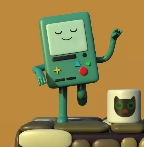 ADVENTURE TIME DIORAMA JAKE FINN ADN BMO-PARTS AND COMPLETE 3D print model_12