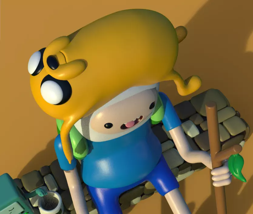 ADVENTURE TIME DIORAMA JAKE FINN ADN BMO-PARTS AND COMPLETE 3D print model_16