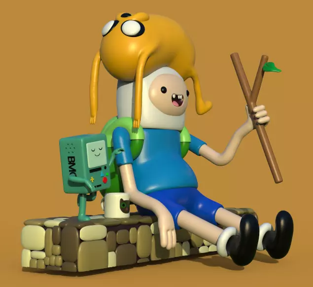 ADVENTURE TIME DIORAMA JAKE FINN ADN BMO-PARTS AND COMPLETE 3D print model_11