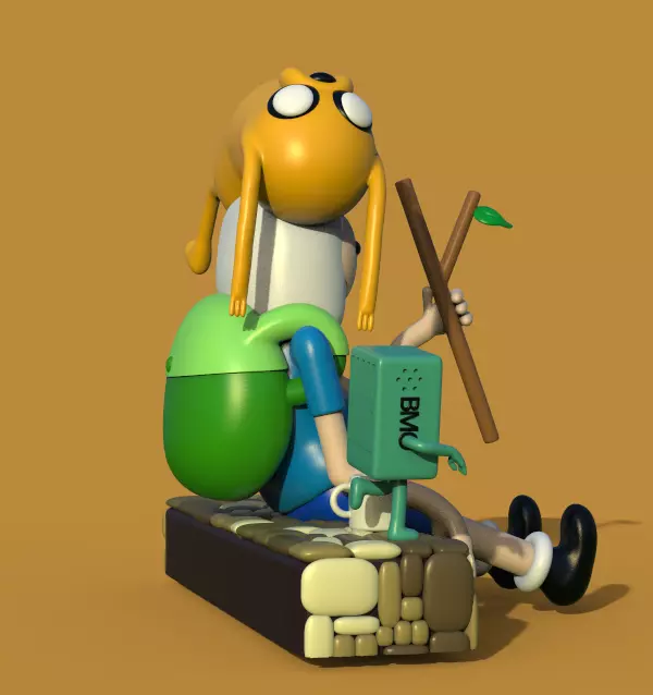 ADVENTURE TIME DIORAMA JAKE FINN ADN BMO-PARTS AND COMPLETE 3D print model_9