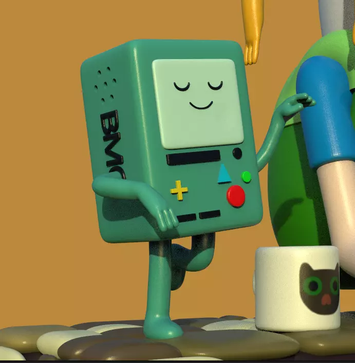 ADVENTURE TIME DIORAMA JAKE FINN ADN BMO-PARTS AND COMPLETE 3D print model_13