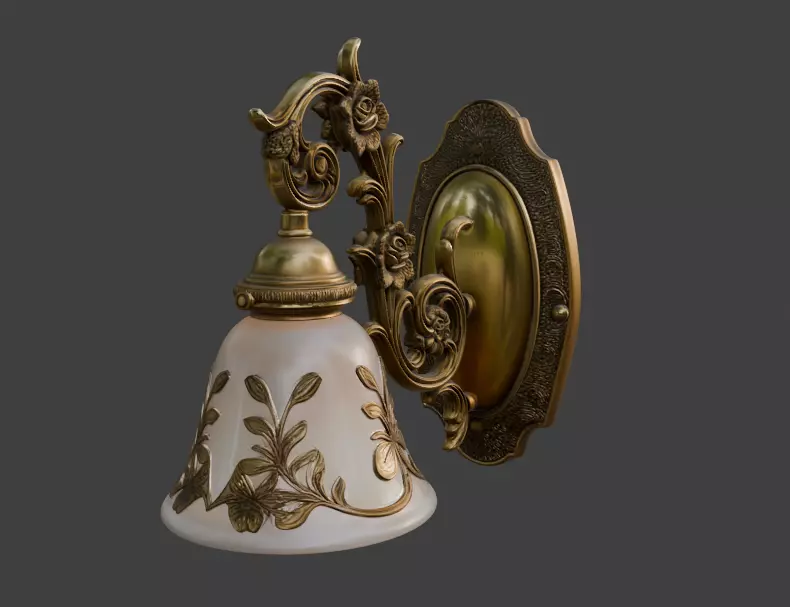 Victorian Floral Wall Lamp 3D Model 3D model_1