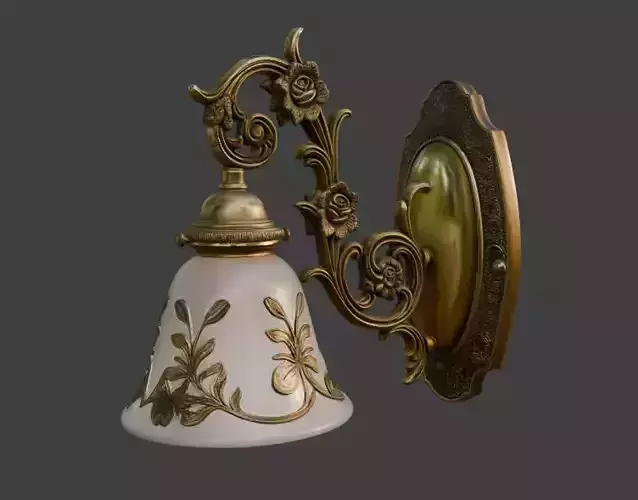 Victorian Floral Wall Lamp 3D Model