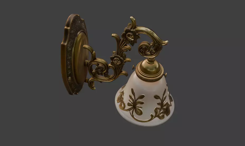 Victorian Floral Wall Lamp 3D Model 3D model_2