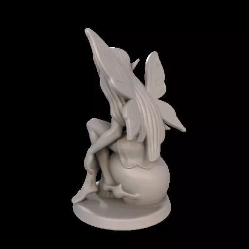 Gothic Fairy on Skull 3D print model_12