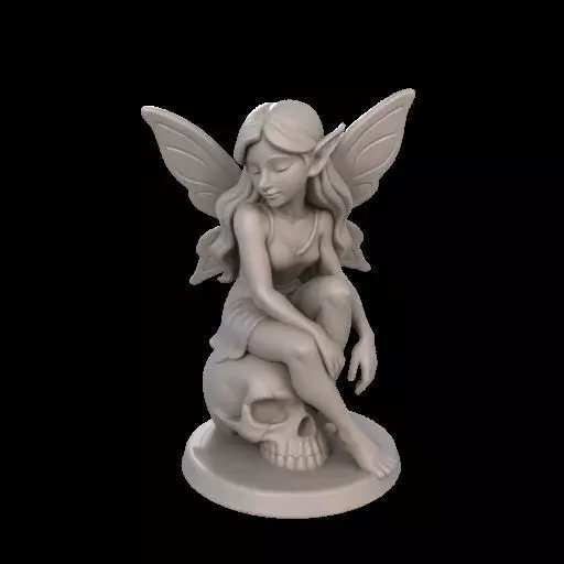Gothic Fairy on Skull 3D print model_1