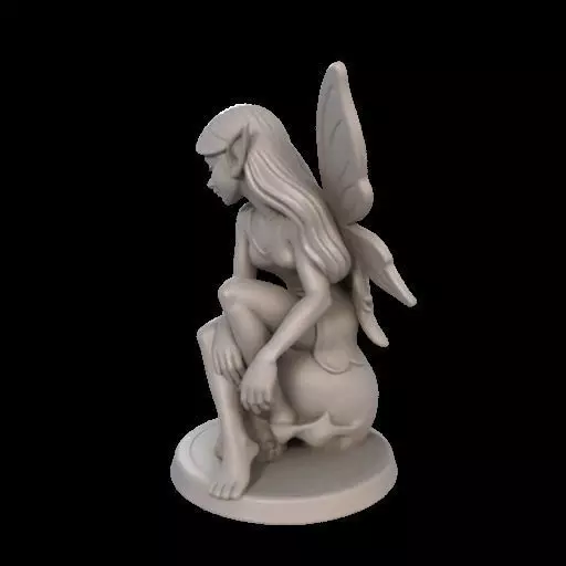Gothic Fairy on Skull 3D print model_17
