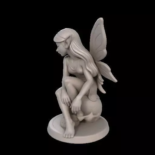 Gothic Fairy on Skull 3D print model_18