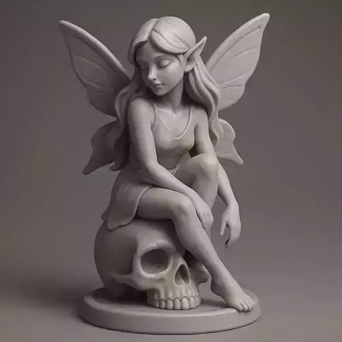 Gothic Fairy on Skull