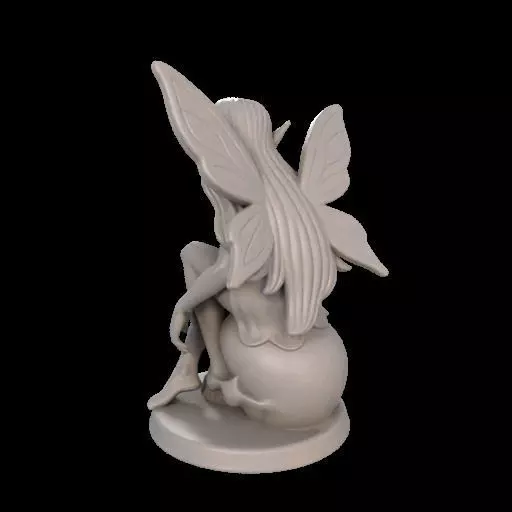 Gothic Fairy on Skull 3D print model_11