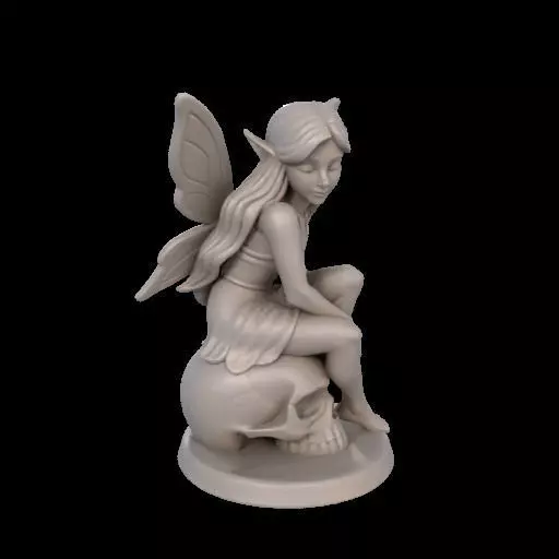 Gothic Fairy on Skull 3D print model_25