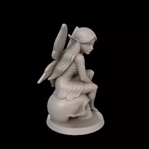 Gothic Fairy on Skull 3D print model_27