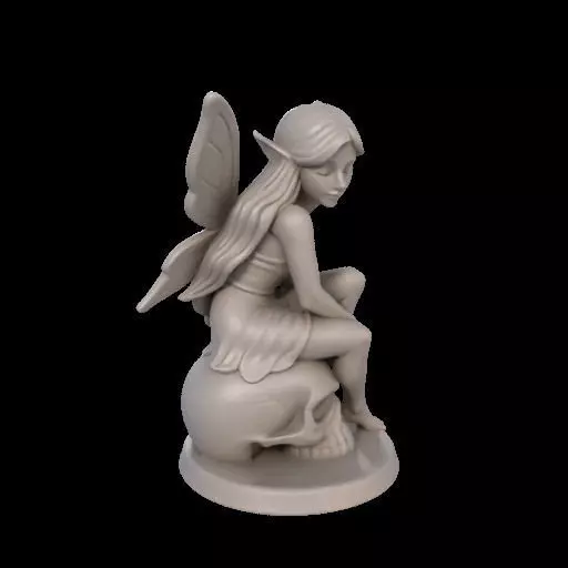 Gothic Fairy on Skull 3D print model_26