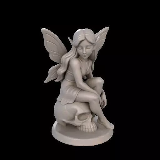 Gothic Fairy on Skull 3D print model_13