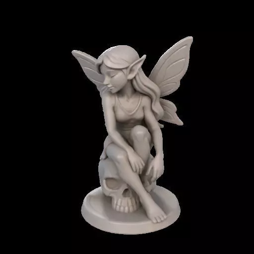 Gothic Fairy on Skull 3D print model_22