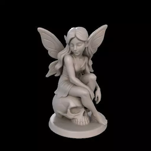 Gothic Fairy on Skull 3D print model_2