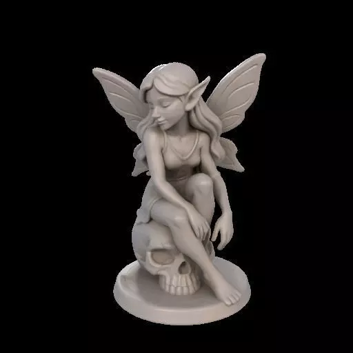 Gothic Fairy on Skull 3D print model_23