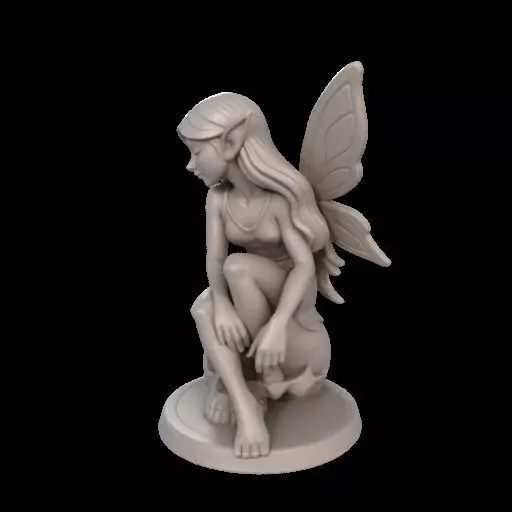 Gothic Fairy on Skull 3D print model_19