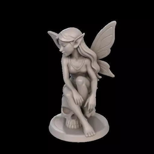 Gothic Fairy on Skull 3D print model_21