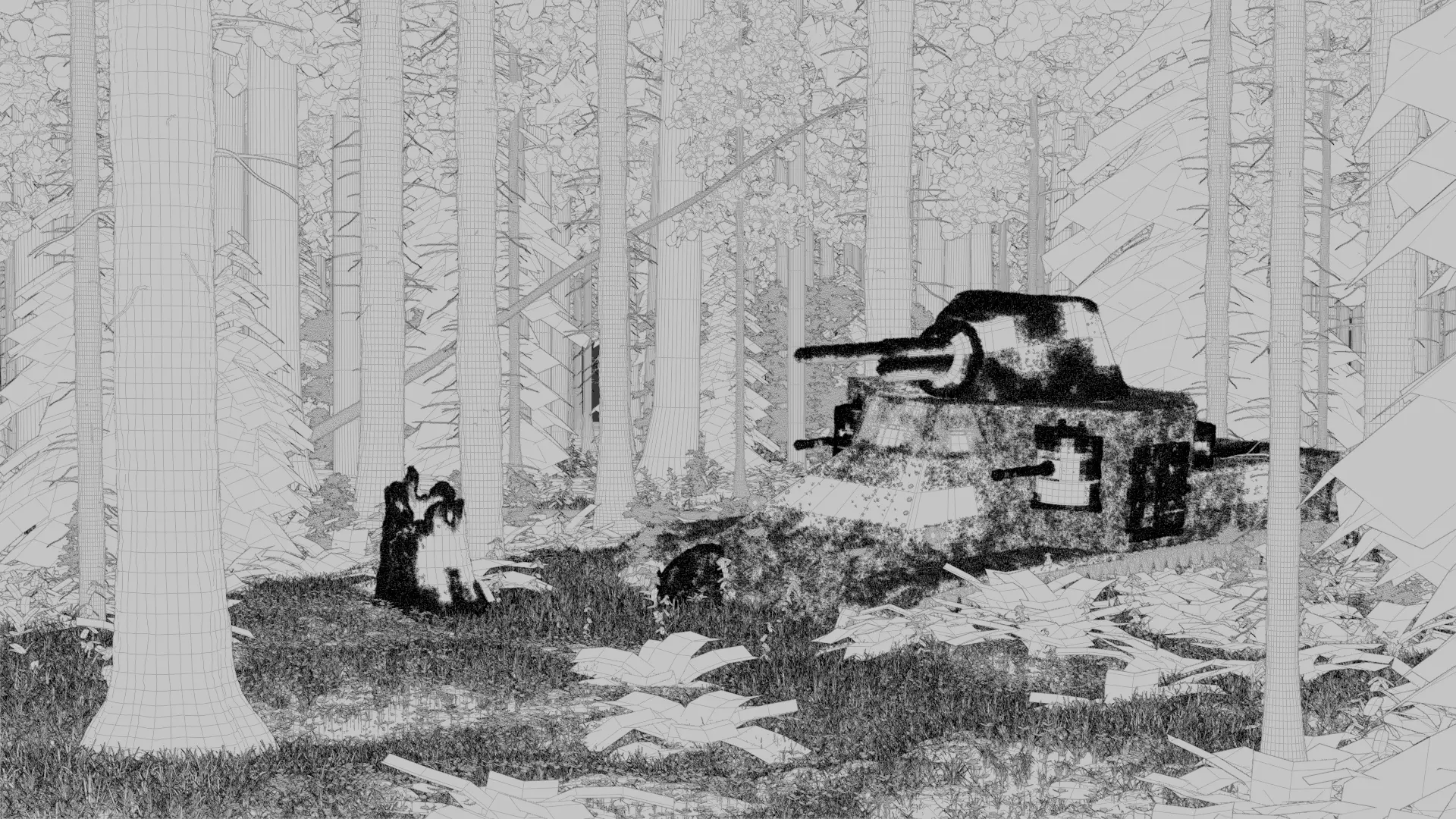 Tank in the Forest 3d Scene 3D model_13