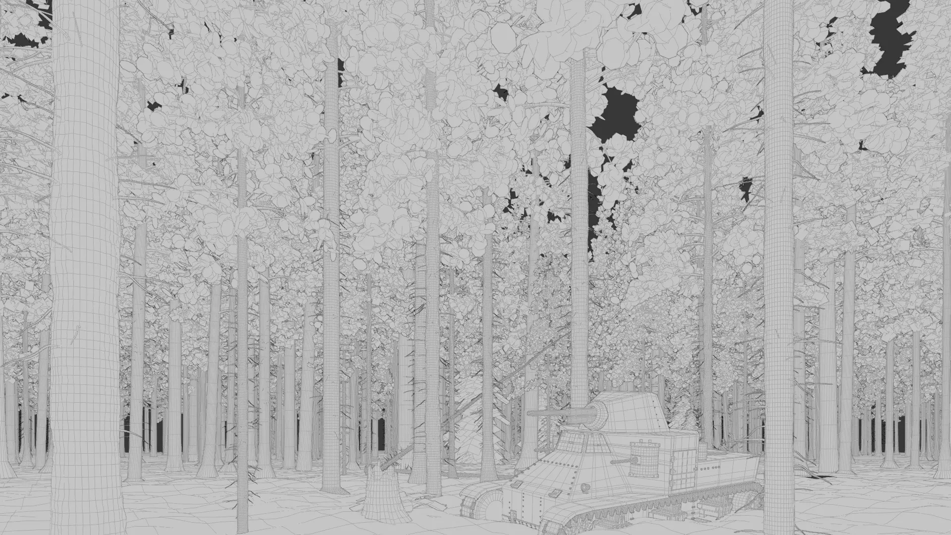 Tank in the Forest 3d Scene 3D model_11