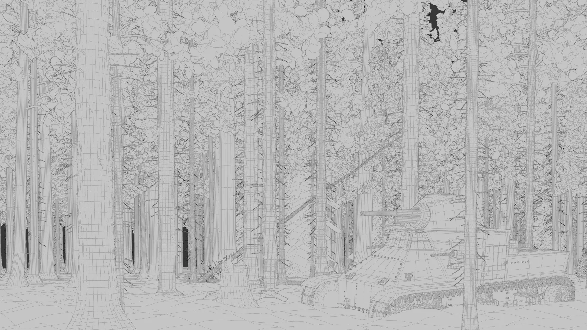 Tank in the Forest 3d Scene 3D model_12