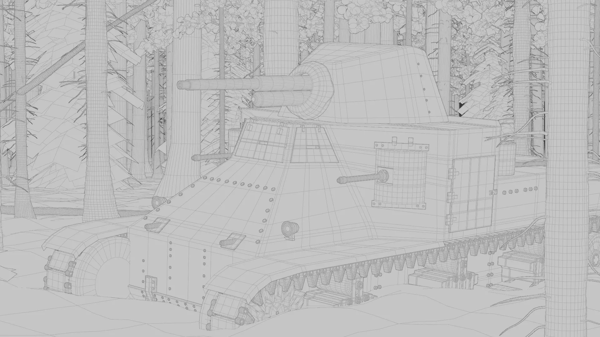 Tank in the Forest 3d Scene 3D model_9