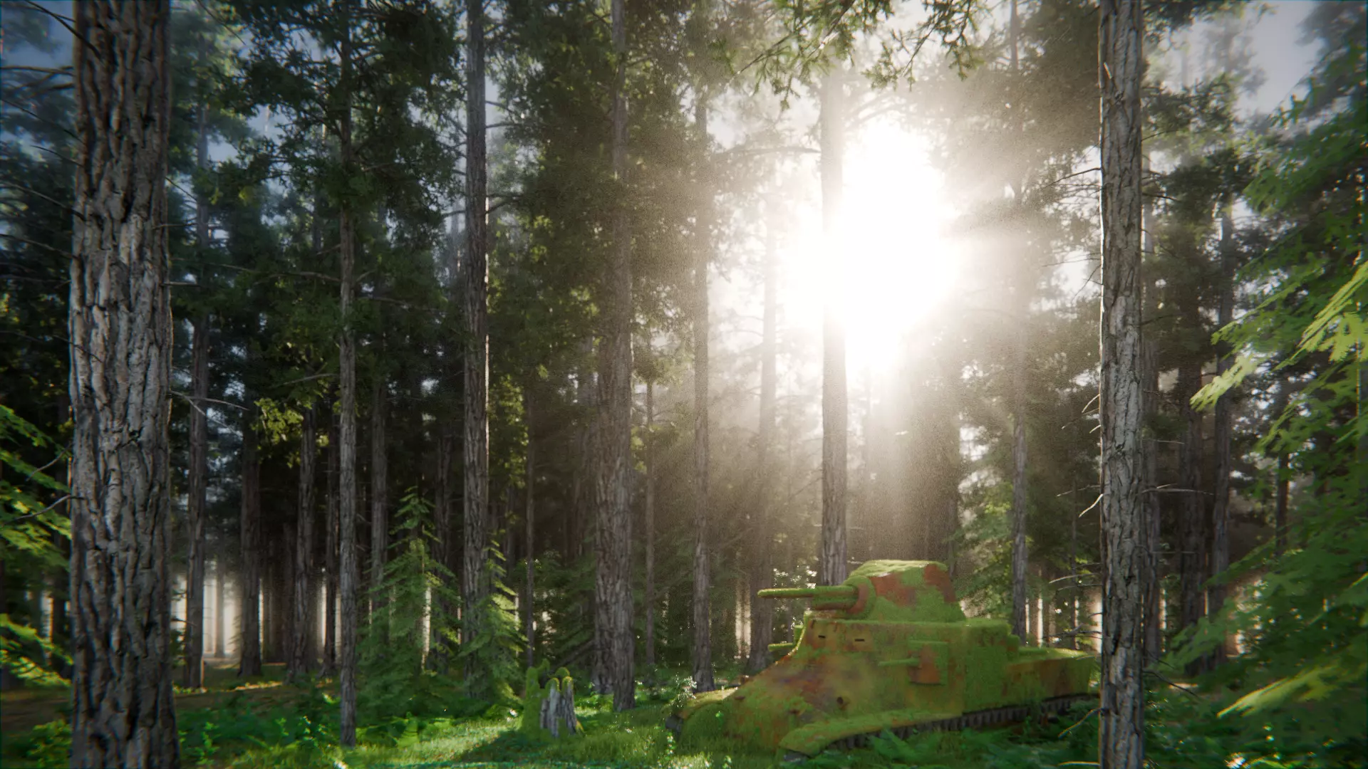 Tank in the Forest 3d Scene 3D model_3