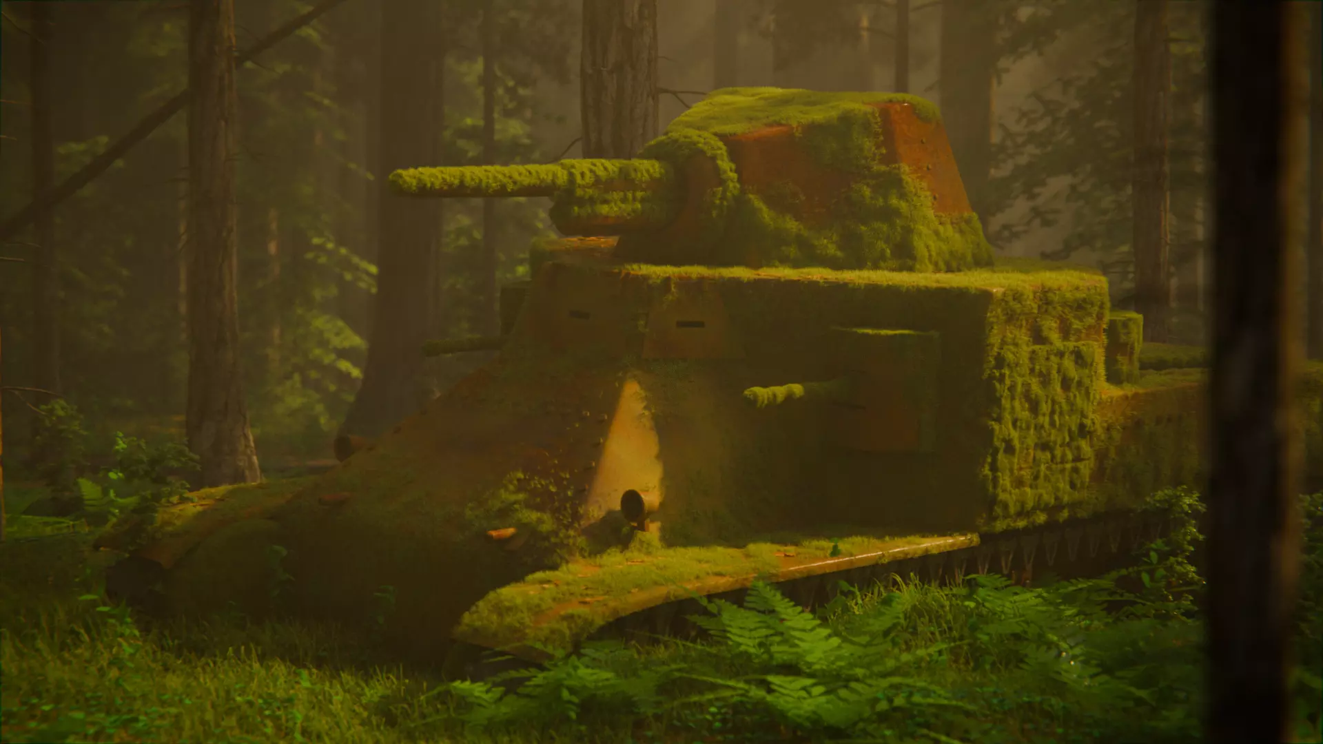 Tank in the Forest 3d Scene 3D model_1
