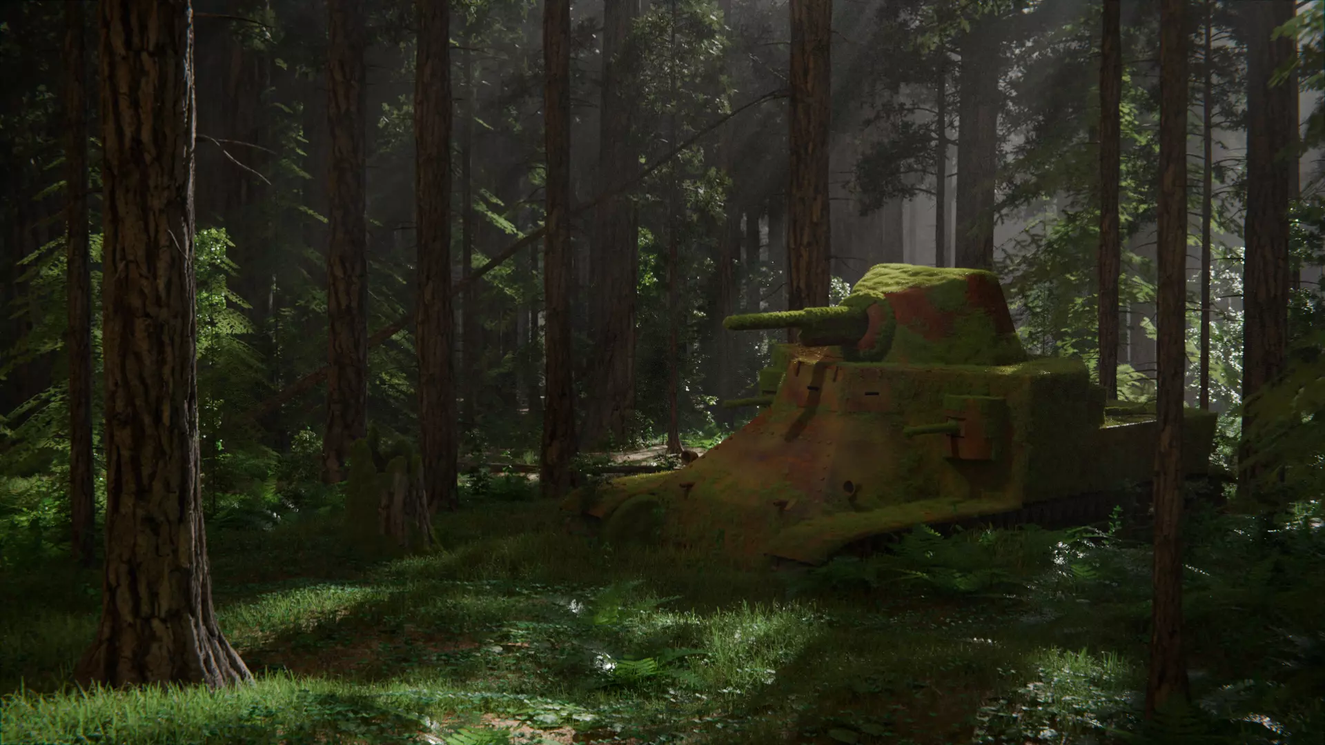 Tank in the Forest 3d Scene 3D model_5