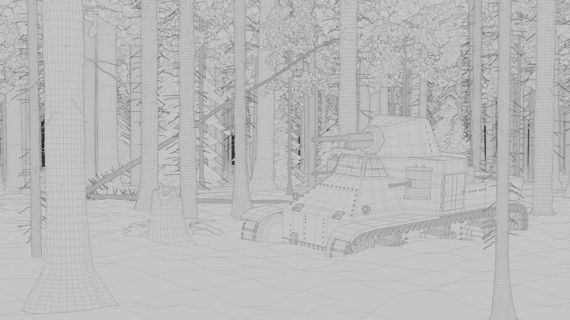 Tank in the Forest 3d Scene 3D model_8