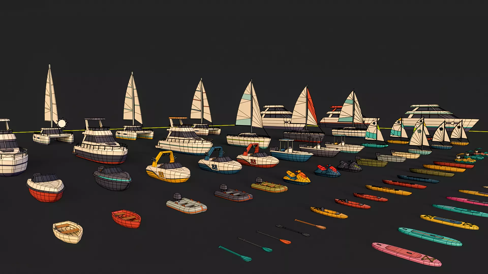 Stylized Watercraft Pack Low-poly 3D model_22