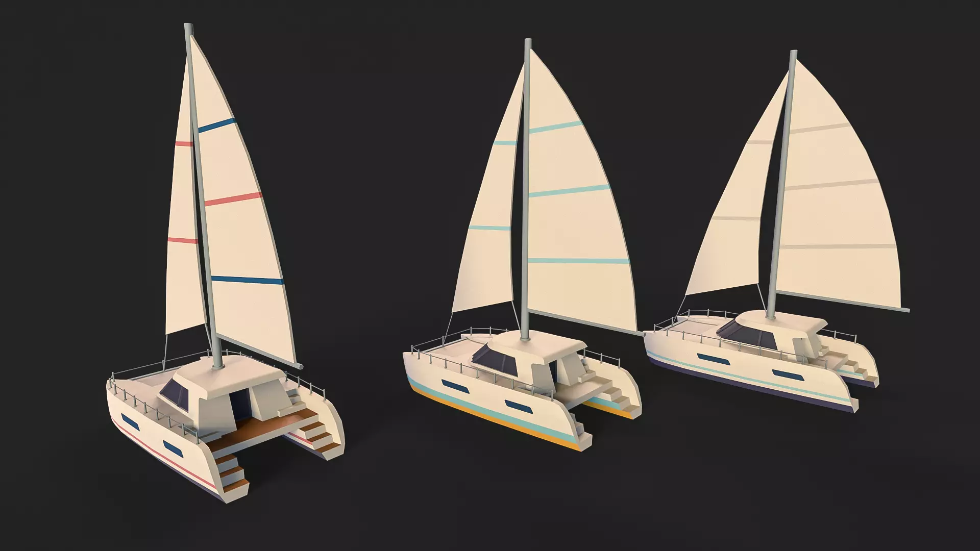 Stylized Watercraft Pack Low-poly 3D model_16