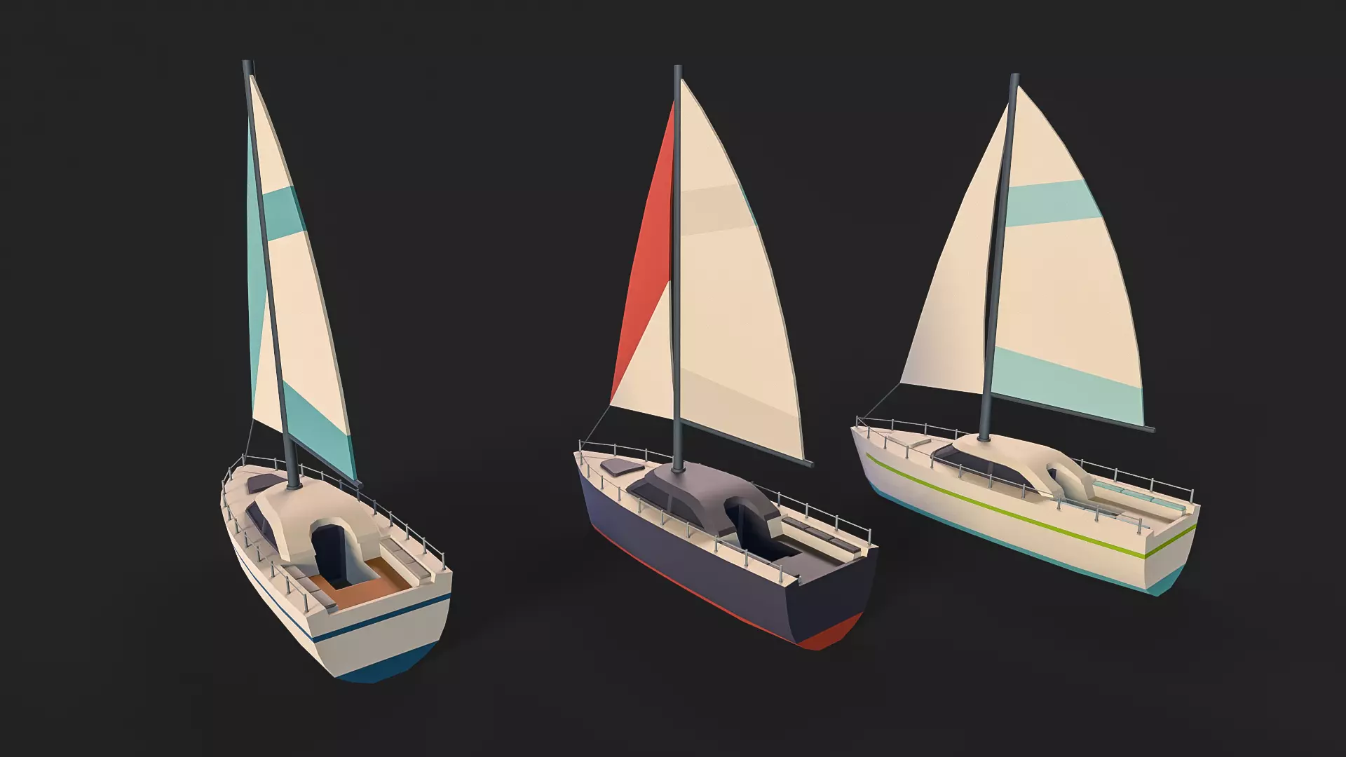 Stylized Watercraft Pack Low-poly 3D model_14
