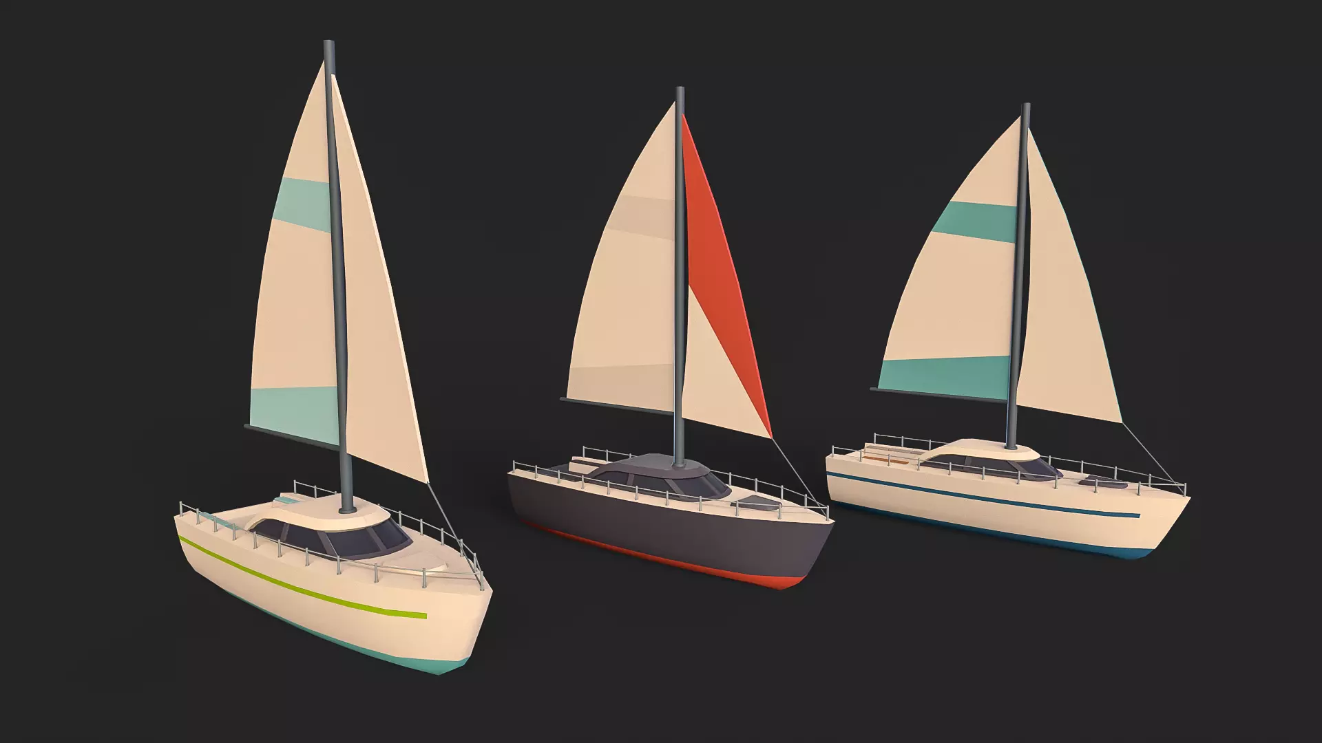 Stylized Watercraft Pack Low-poly 3D model_13