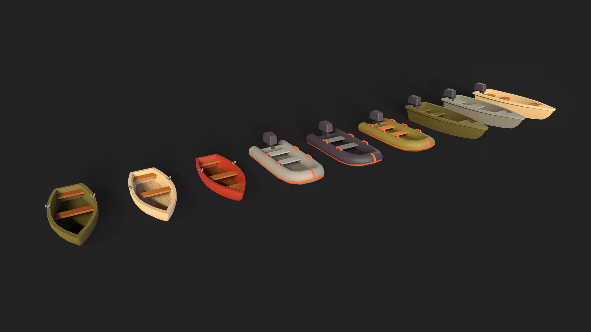 Stylized Watercraft Pack Low-poly 3D model_6