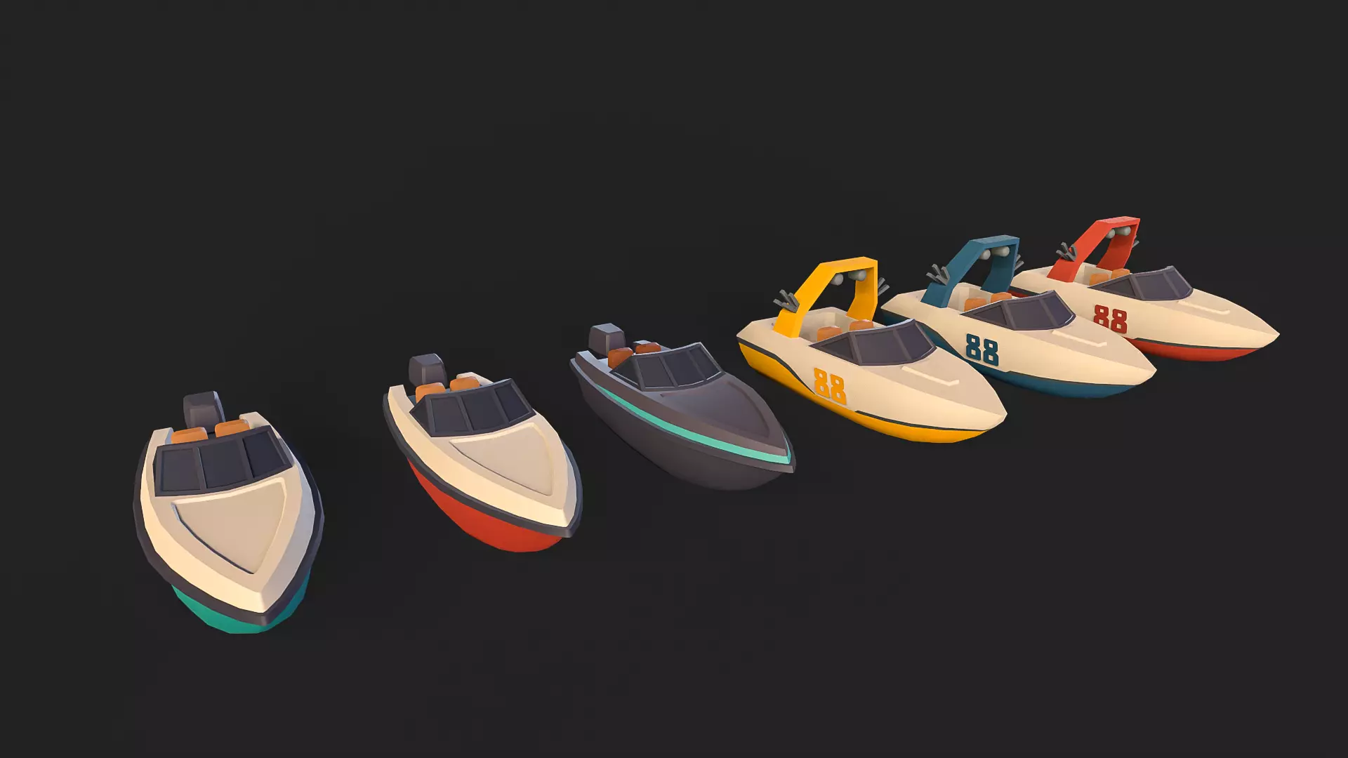 Stylized Watercraft Pack Low-poly 3D model_8