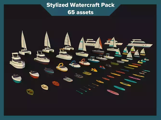Stylized Watercraft Pack Low-poly 3D model