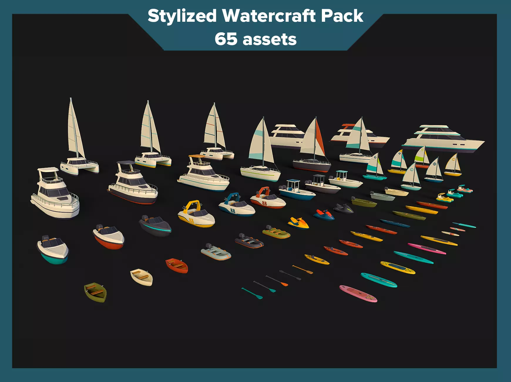 Stylized Watercraft Pack Low-poly 3D model_0