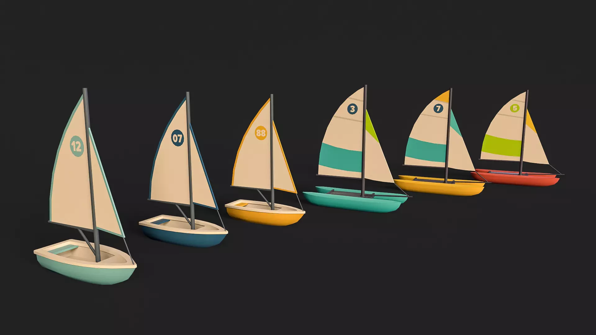 Stylized Watercraft Pack Low-poly 3D model_7