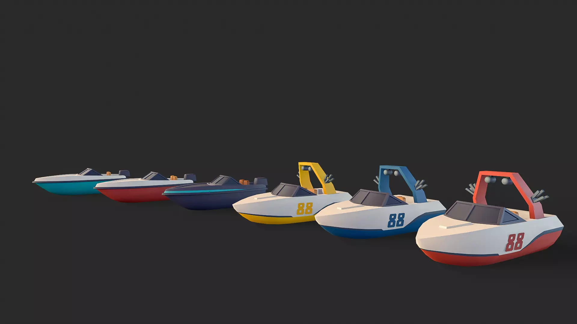 Stylized Watercraft Pack Low-poly 3D model_9