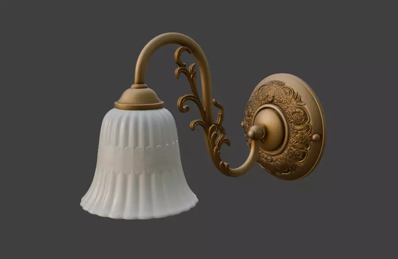 Elegant Brass Wall Lamp 3D Model 3D model_0