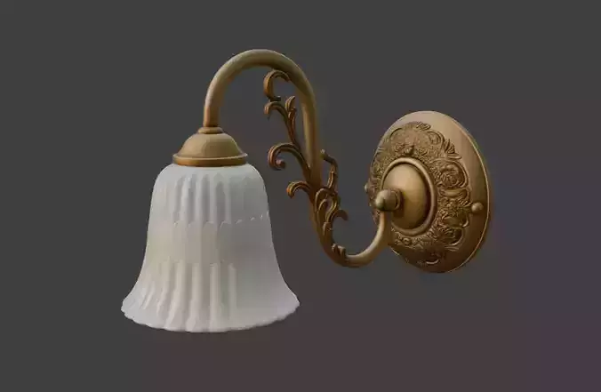 Elegant Brass Wall Lamp 3D Model 3D model