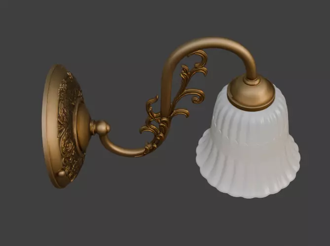 Elegant Brass Wall Lamp 3D Model 3D model_3