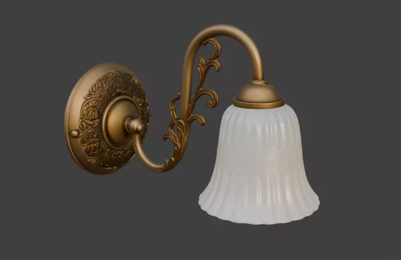 Elegant Brass Wall Lamp 3D Model 3D model_2