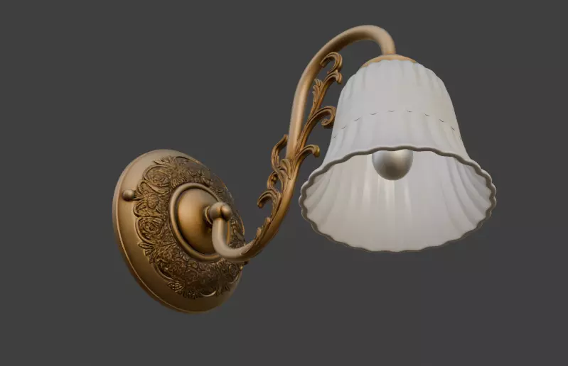 Elegant Brass Wall Lamp 3D Model 3D model_4
