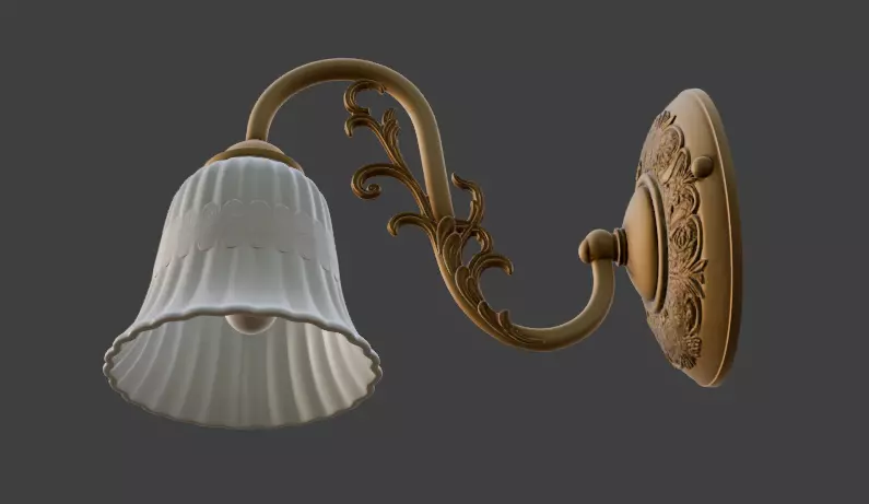Elegant Brass Wall Lamp 3D Model 3D model_1