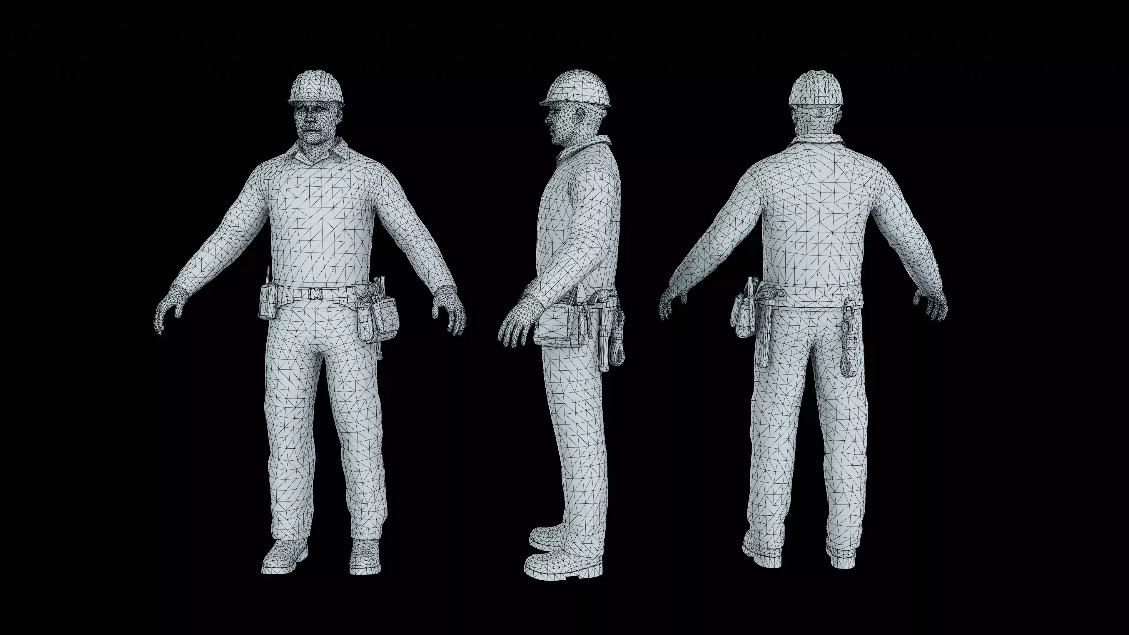 Workers Modular Character Low-poly 3D model_7
